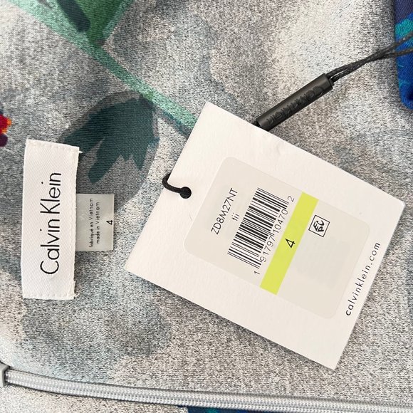 New! CALVIN KLEIN Brocade Floral Fit & Flare Grey Dress, Size 4 - Picture 12 of 14